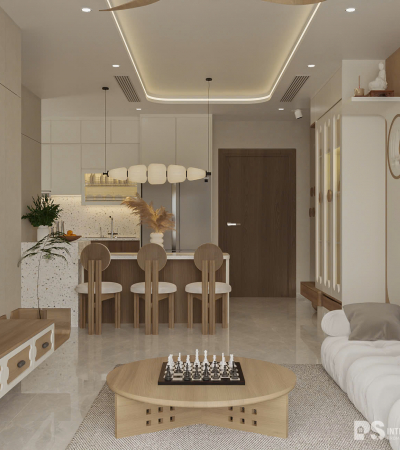 Thiết Kế Nội Thất Căn Hộ The Privia 3 Phòng Ngủ Wabi Sabi Style