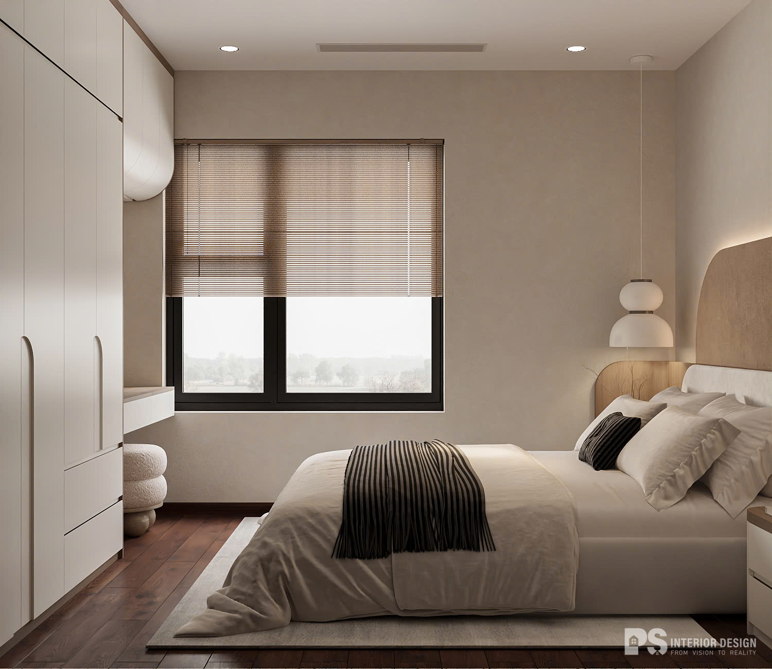 thiết kế nội thất căn hộ The Privia Khang Điền 3 phòng ngủ wabi sabi