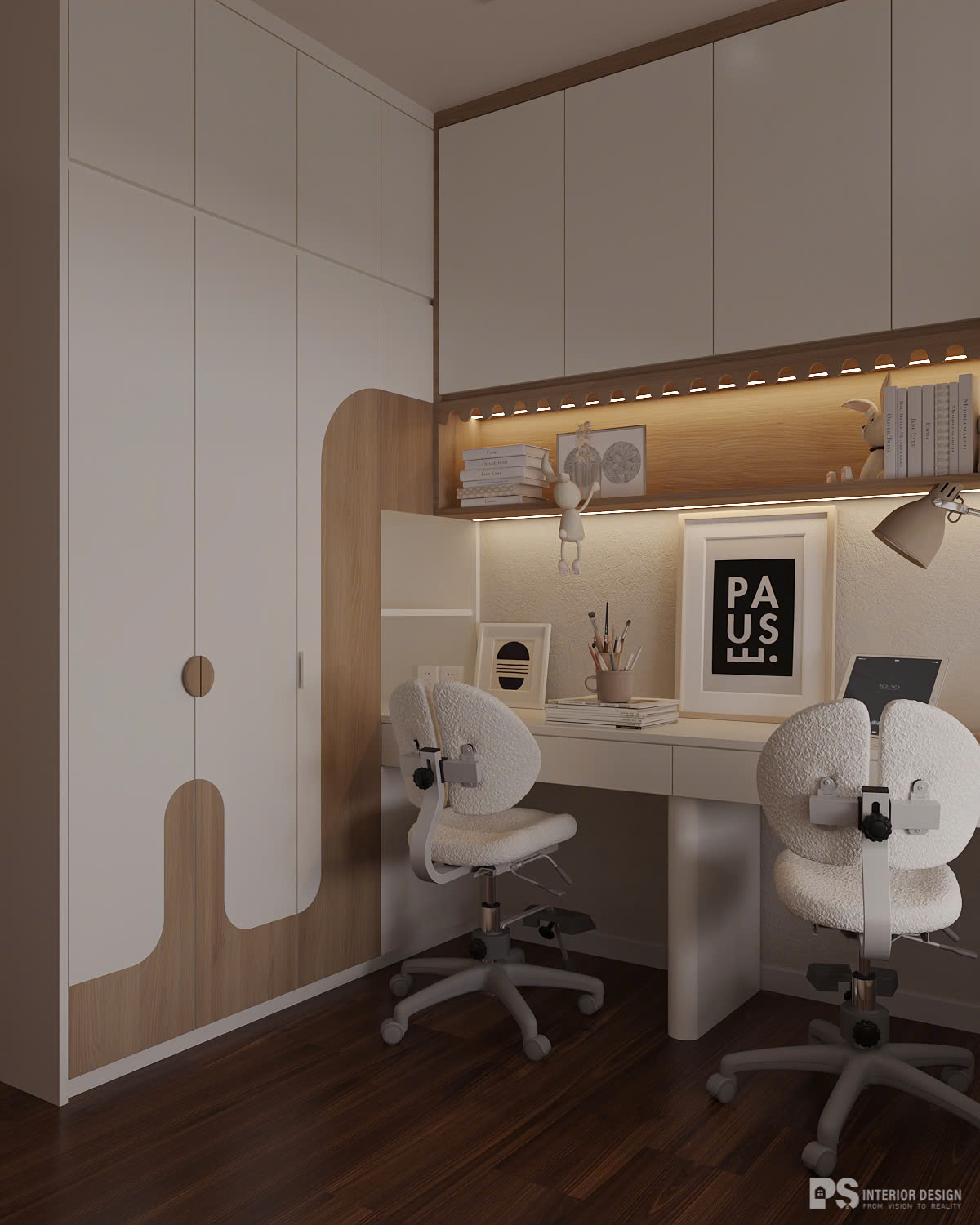 thiết kế nội thất căn hộ The Privia Khang Điền phòng ngủ bé đẹp