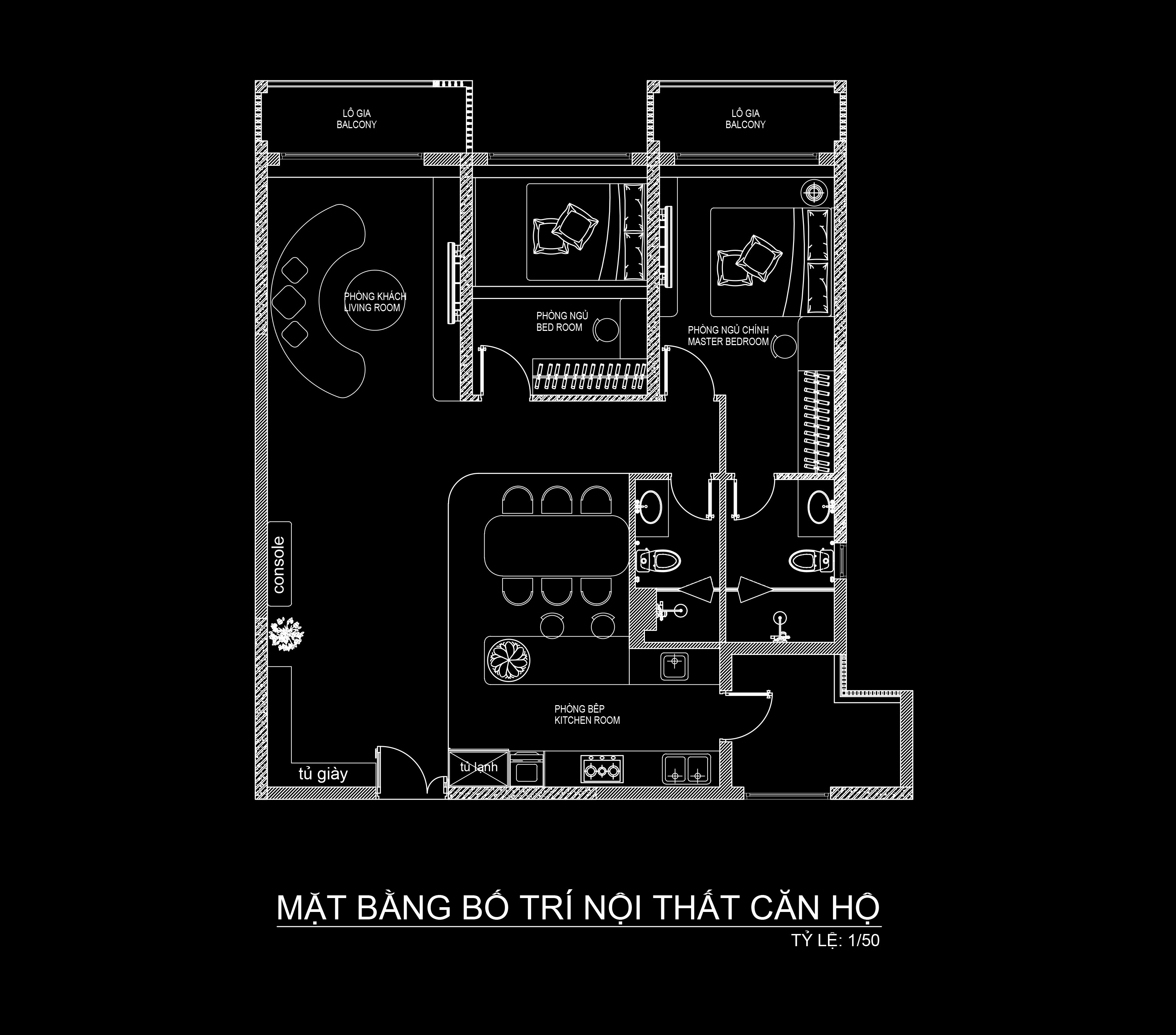 thiết kế nội thất căn hộ Diamond Brilliant 2 phòng ngủ