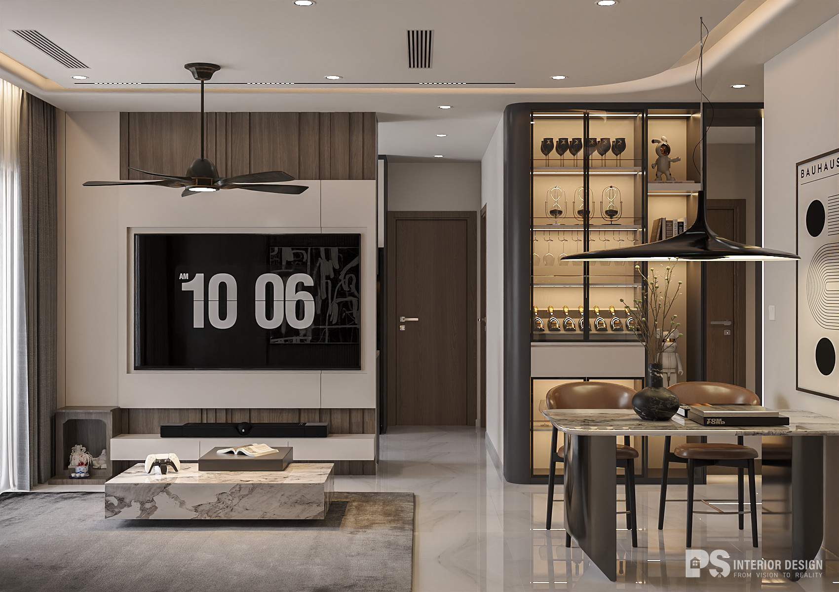 thiết kế thi công nội thất căn hộ the beverly vinhomes 2 phòng ngủ hiện đại