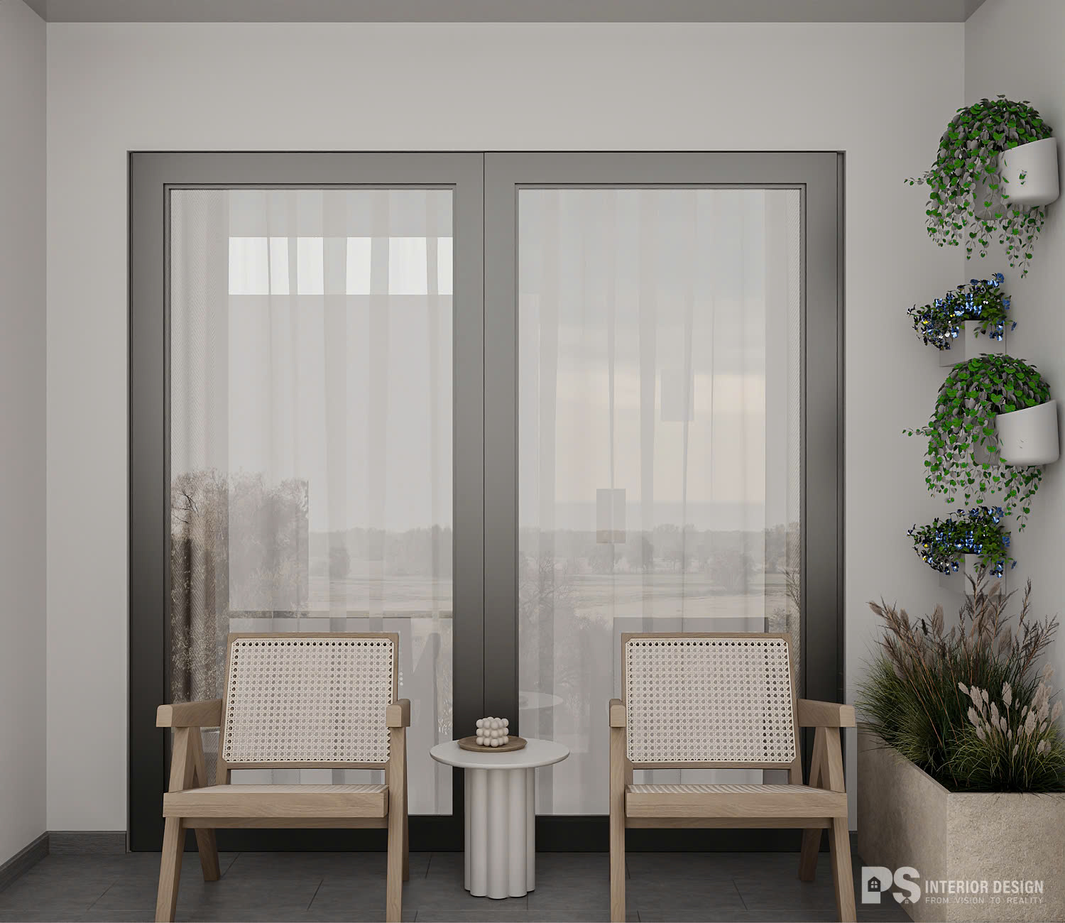 Thiết kế nội thất căn hộ The Privia ban công