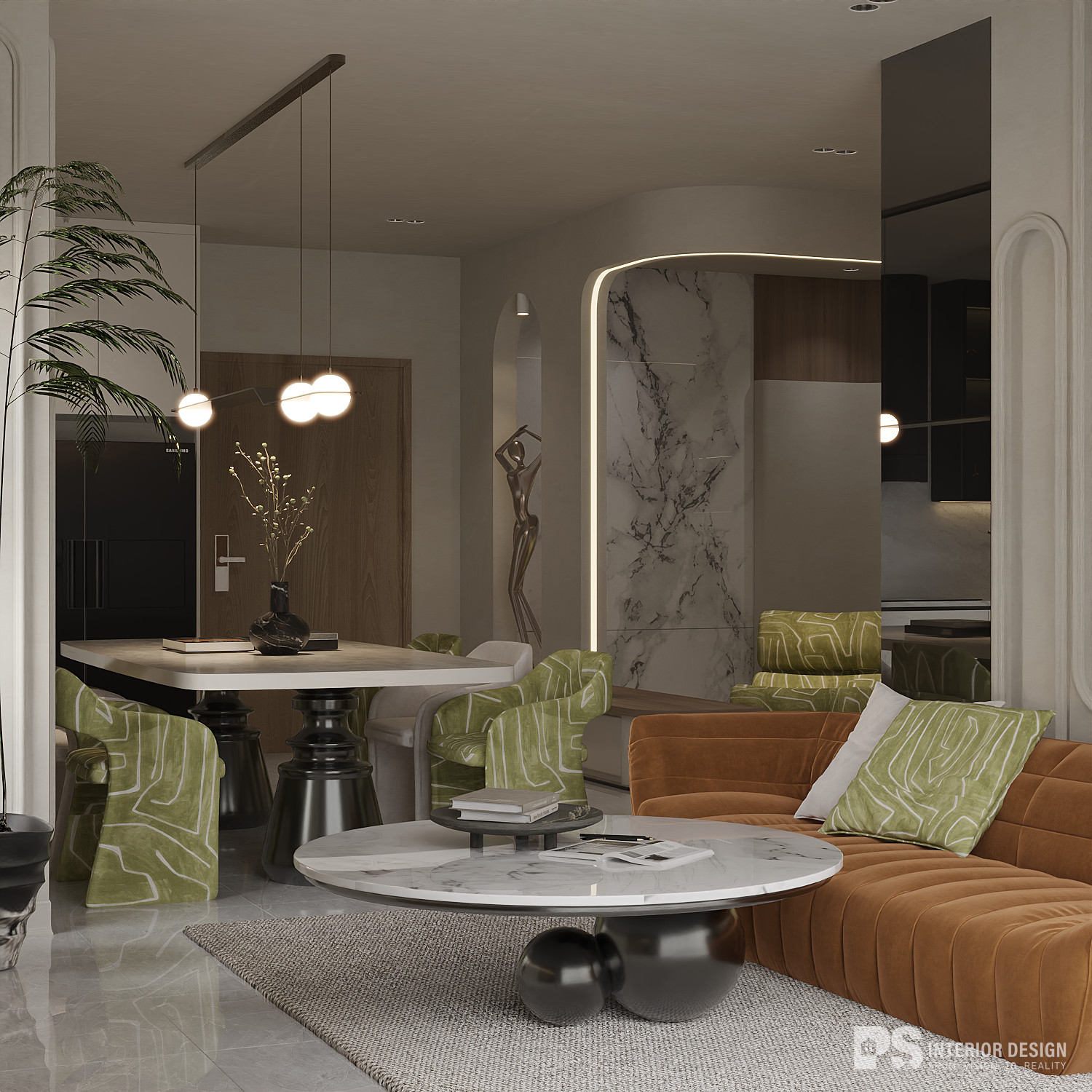 Thiết kế nội thất căn hộ 2 phòng ngủ Diamond Centery Celadon City sang trọng 