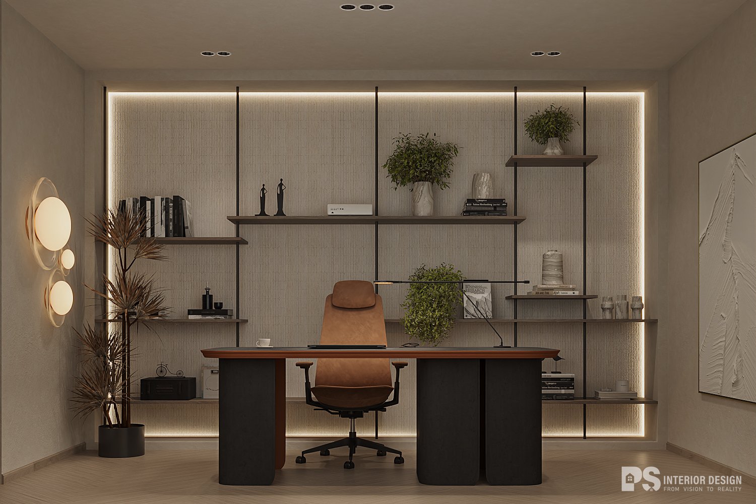 thiết kế nội thất căn hộ diamond centery phòng làm việc