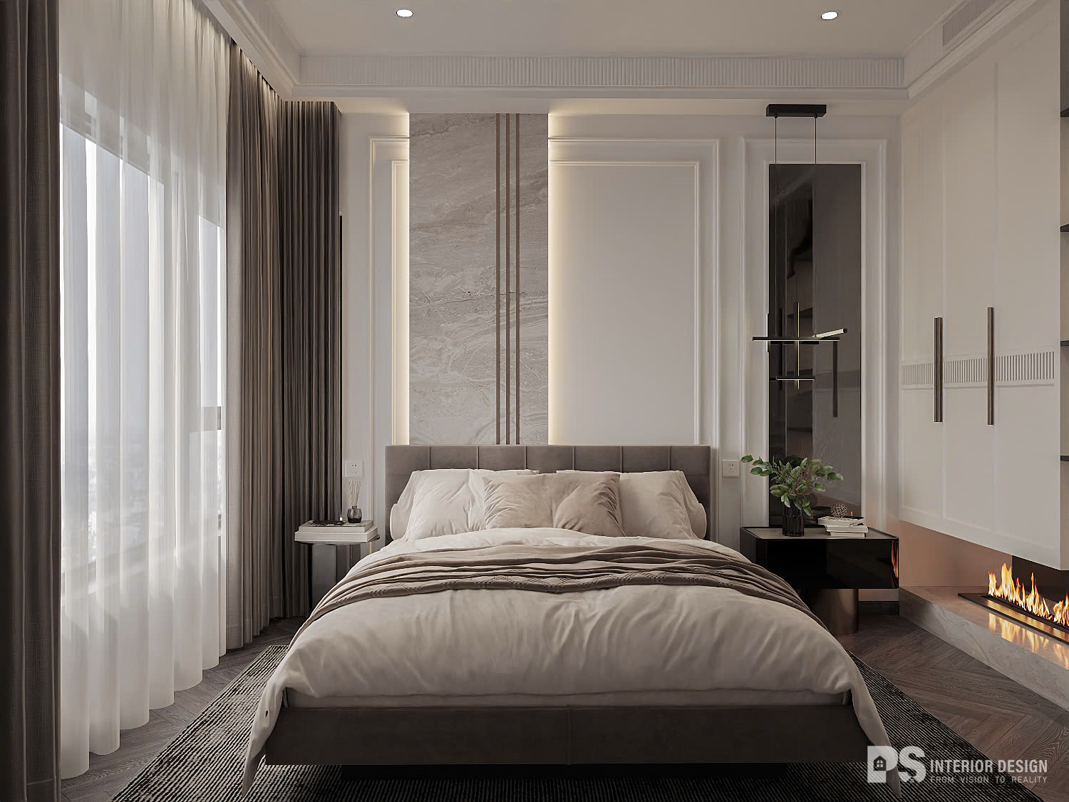 Thiết kế nội thất Căn hộ Diamond Centery 2 phòng ngủ Tân Cổ Điển