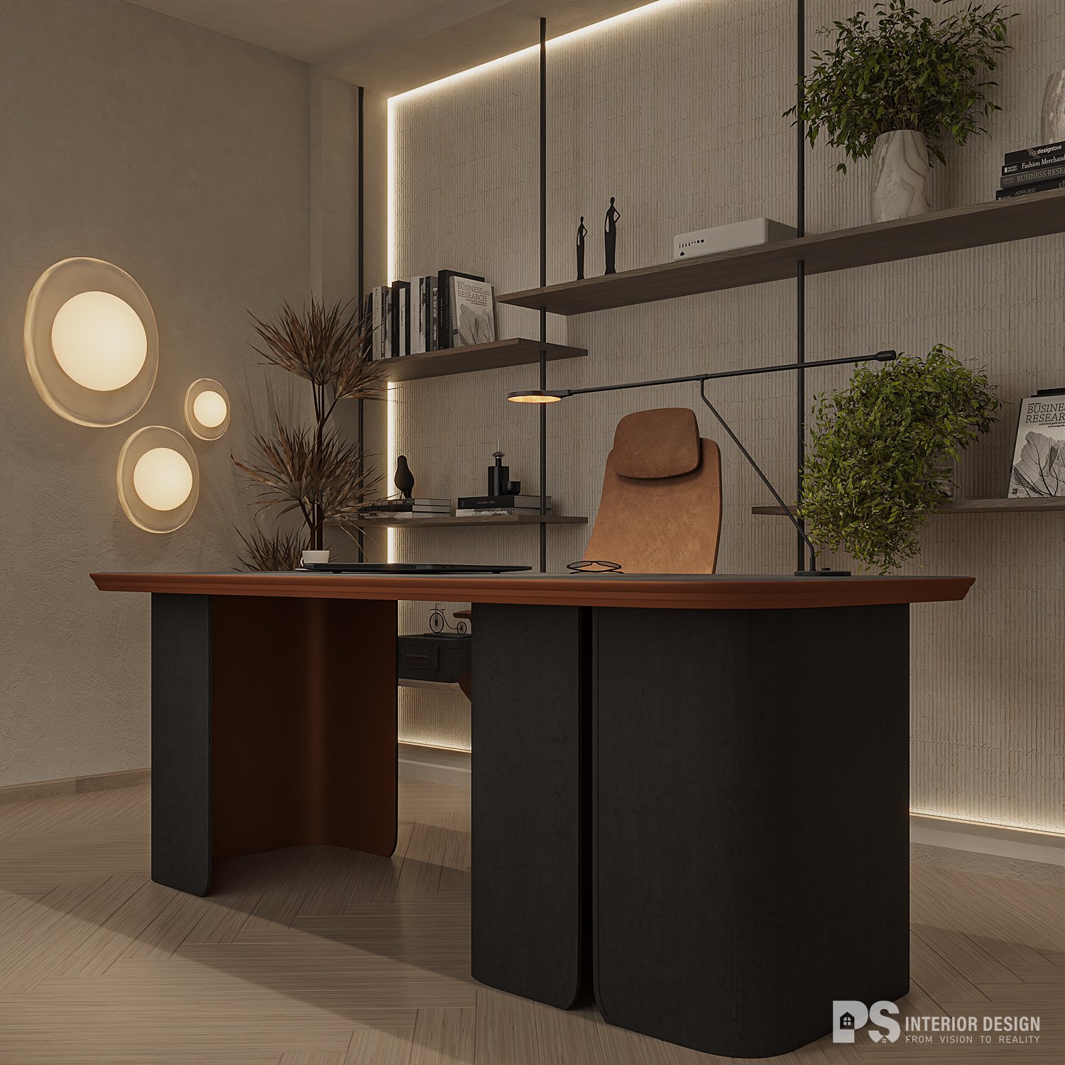 thiết kế nội thất căn hộ diamond centery bàn làm việc