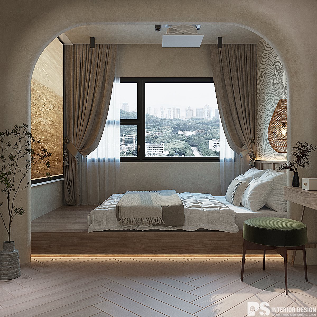 thiết kế nội thất căn hộ Diamond Brilliant wabi sabi đẹp