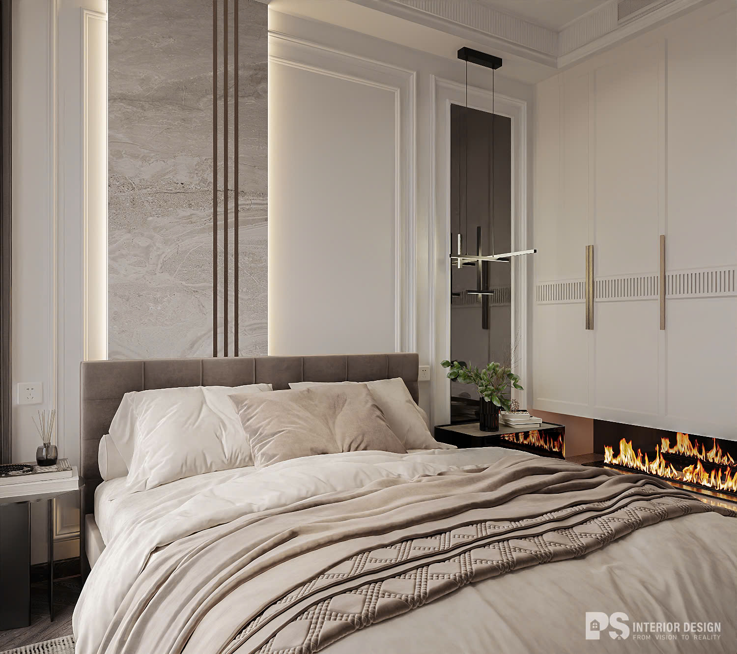 Thiết kế nội thất Căn hộ Diamond Centery 2 phòng ngủ Tân Cổ Điển