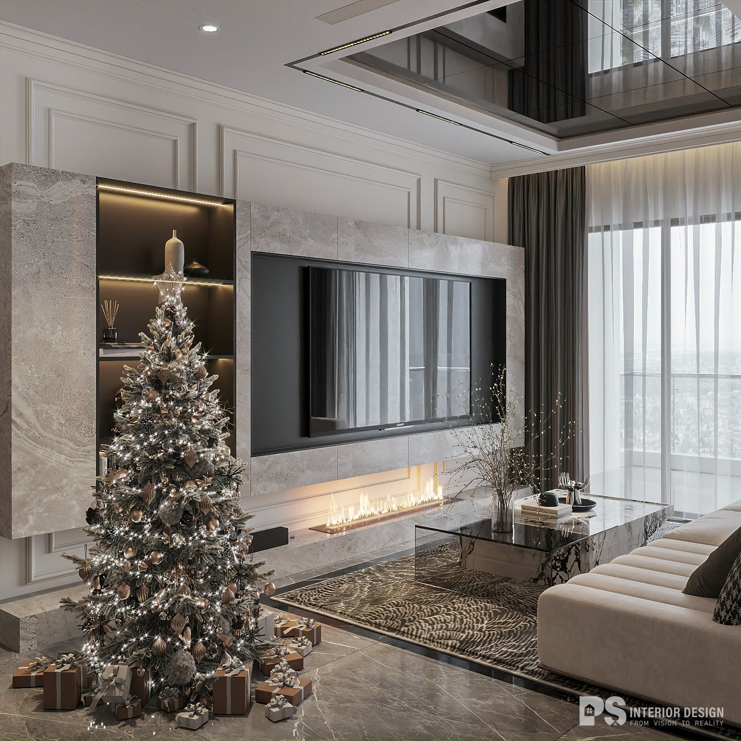 Thiết kế nội thất Căn hộ Diamond Centery 2 phòng ngủ Tân Cổ Điển