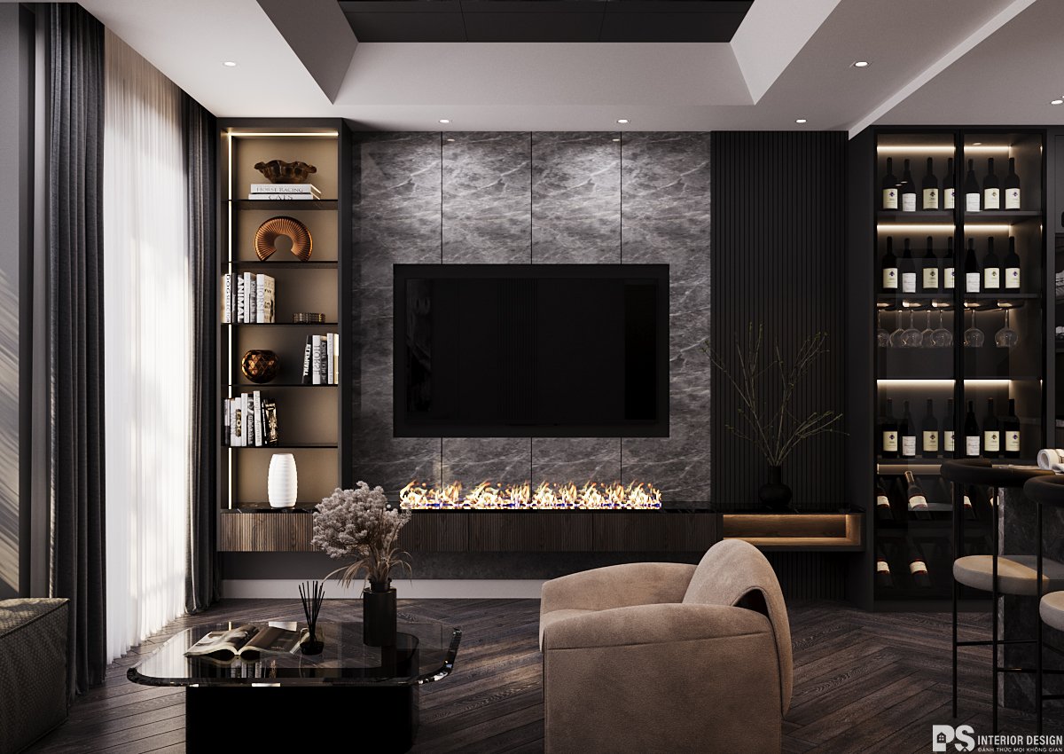 (Thiết kế nội thất Phòng khách được thực hiện bởi PS INTERIOR DESIGN)