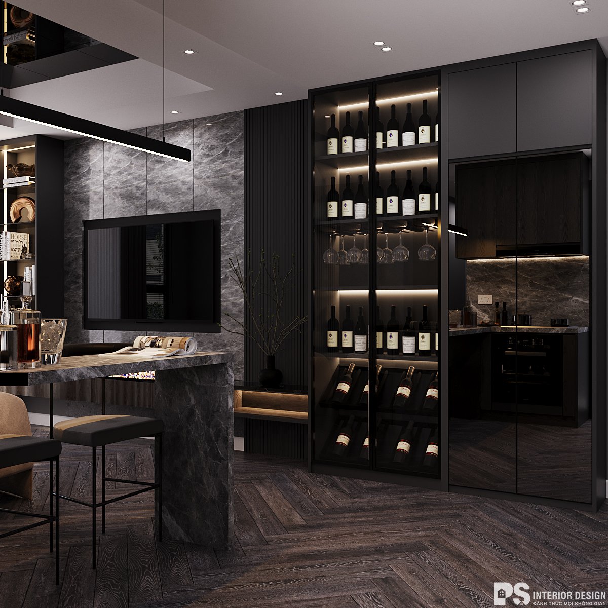 (Thiết kế nội thất Phòng khách được thực hiện bởi PS INTERIOR DESIGN)