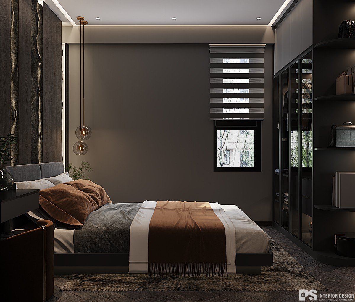 (Thiết kế nội thất Phòng ngủ master được thực hiện bởi PS INTERIOR DESIGN)