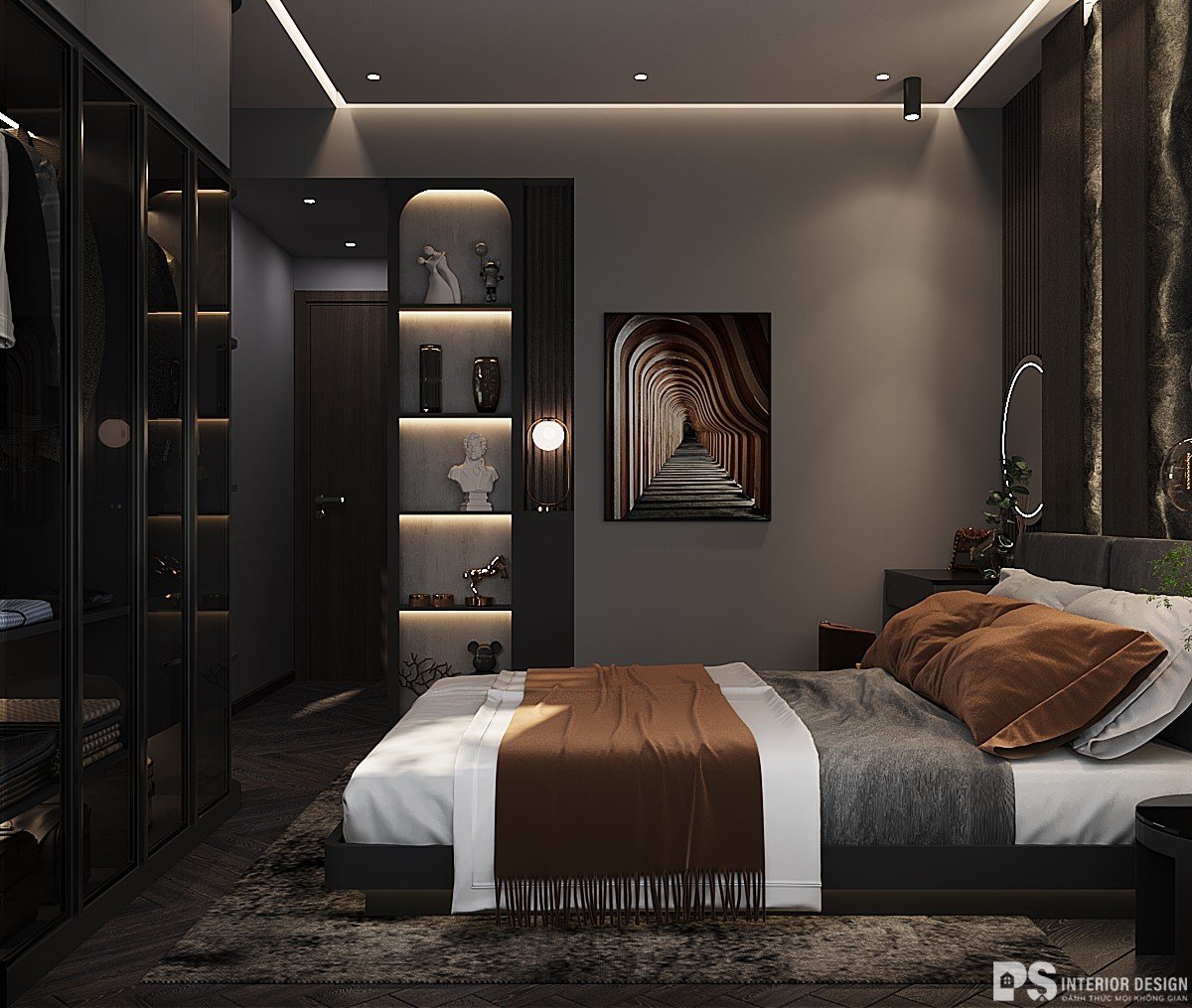 (Thiết kế nội thất Phòng ngủ master được thực hiện bởi PS INTERIOR DESIGN)