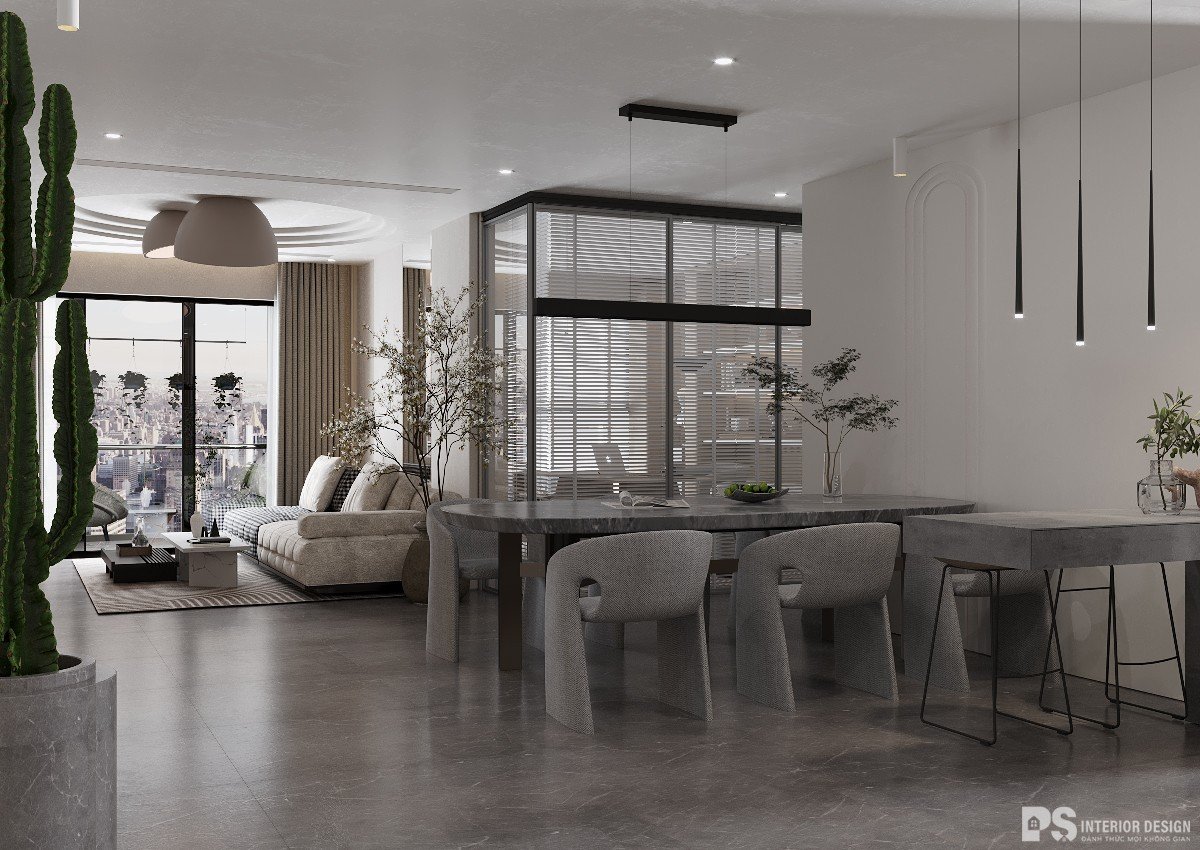 thiết kế nội thất căn hộ Diamond Brilliant minimalism