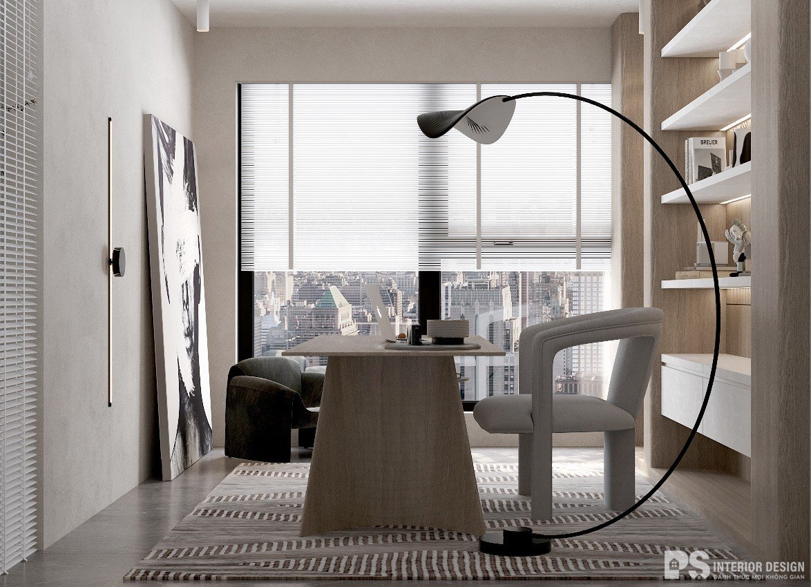 thiết kế nội thất căn hộ Diamond Brilliant hiện đại tối giản
