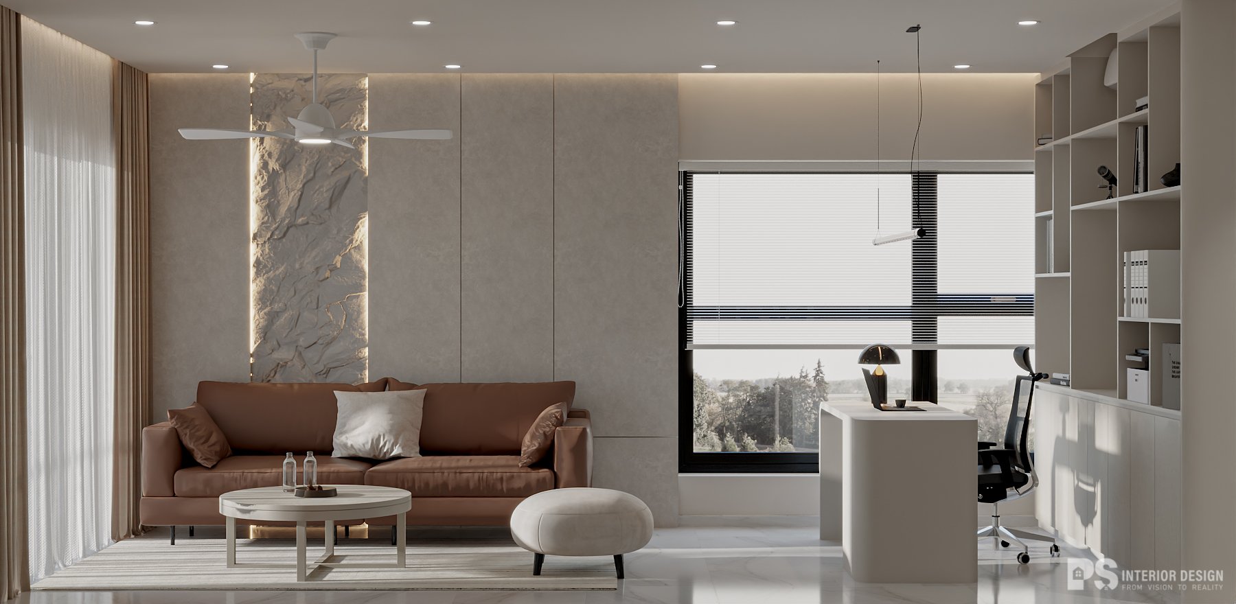 Thiết kế nội thất căn hộ Diamond Alnata Plus 2 phòng ngủ