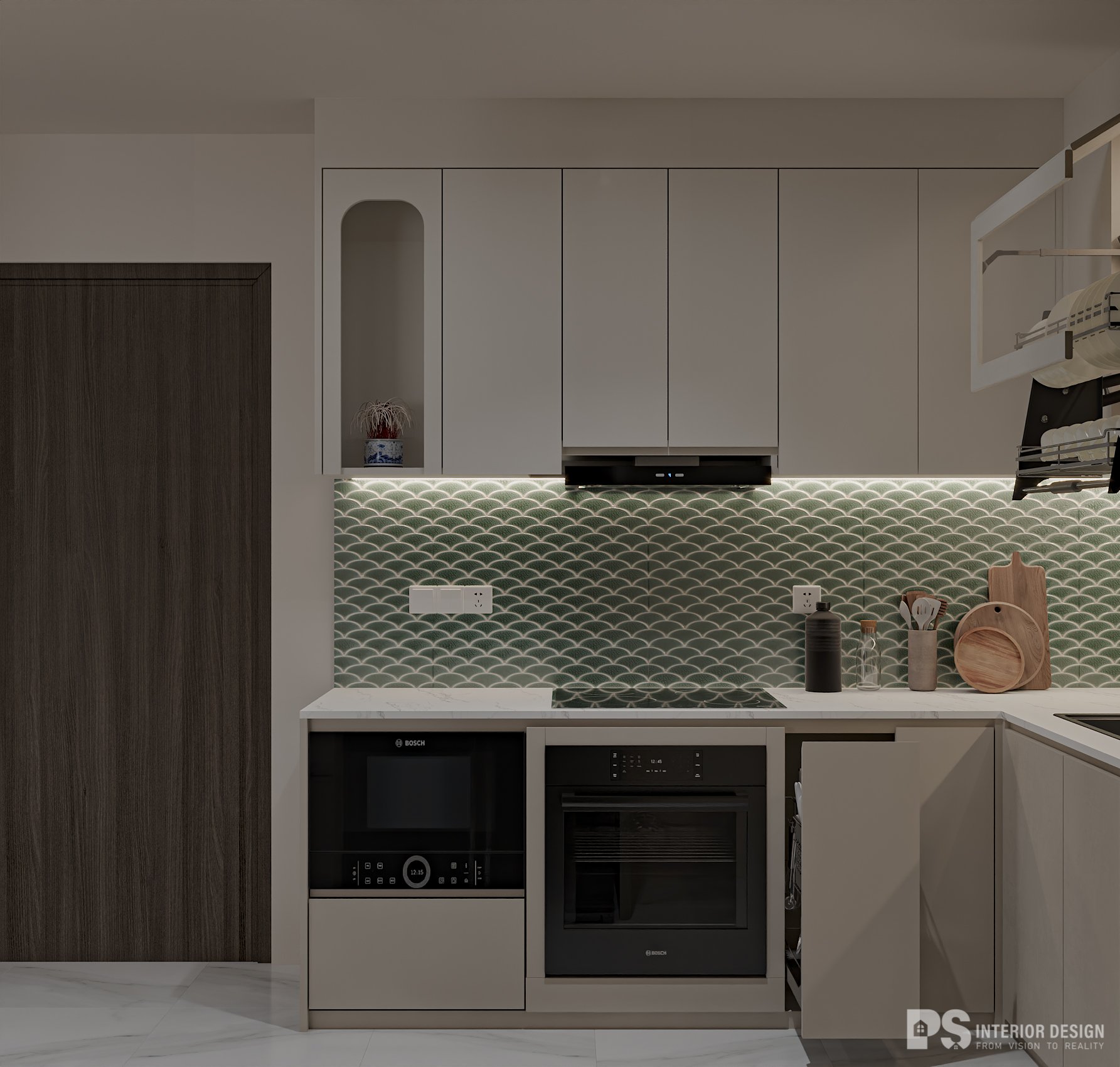 Thiết kế thi công nội thất căn hộ Diamond Alnata Plus 2 phòng ngủ