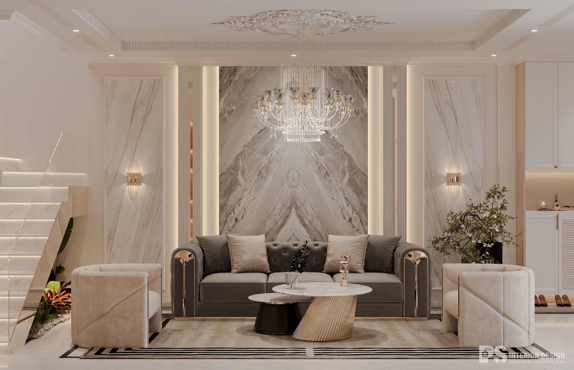 thiết kế nội thất căn hộ Akari City tân cổ điển